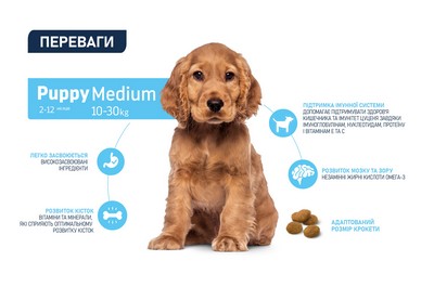картинка Advance Dog Medium Puppy для цуценят середніх порід з куркою та рисом