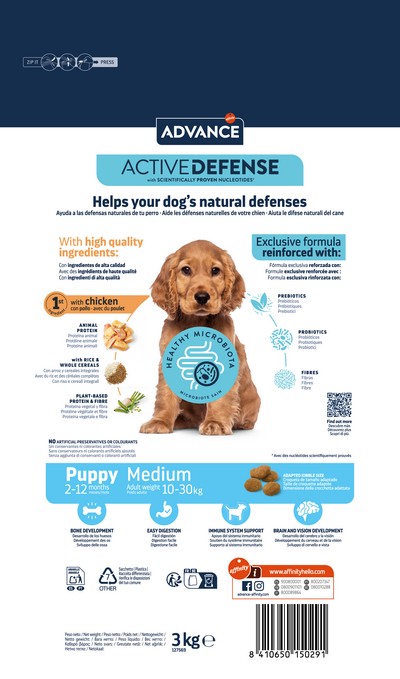 картинка Advance Dog Medium Puppy для цуценят середніх порід з куркою та рисом