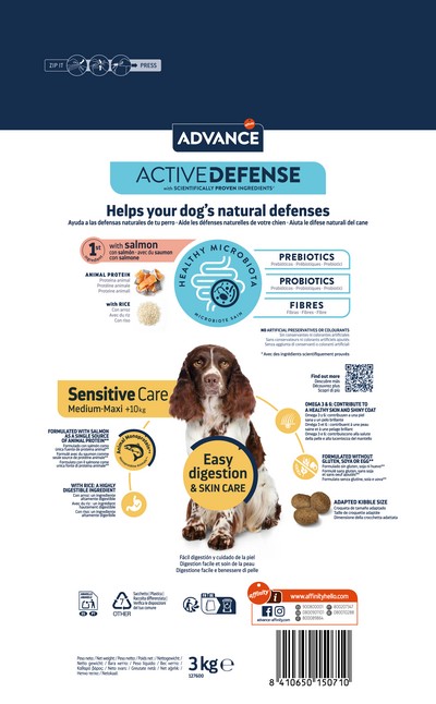 картинка Advance Dog Med/Maxi Sensitive Salmon&Rice для дорослих собак з чутливим травленням лосось і рис
