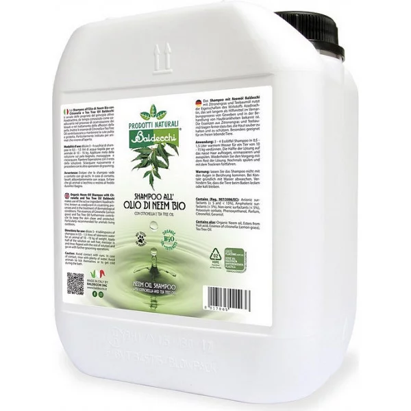 Шампунь Baldecchi з олією Нім та цитронелою – захист та догляд для собак і котів