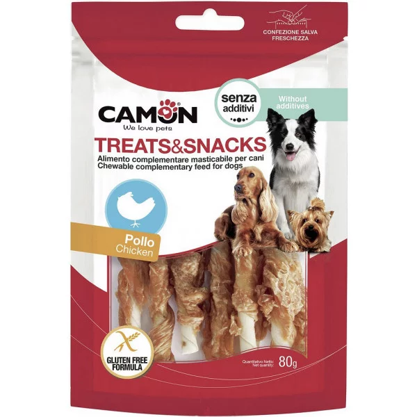 Снек для собак CAMON палички з яловичої шкіри обмотані курячою грудкою