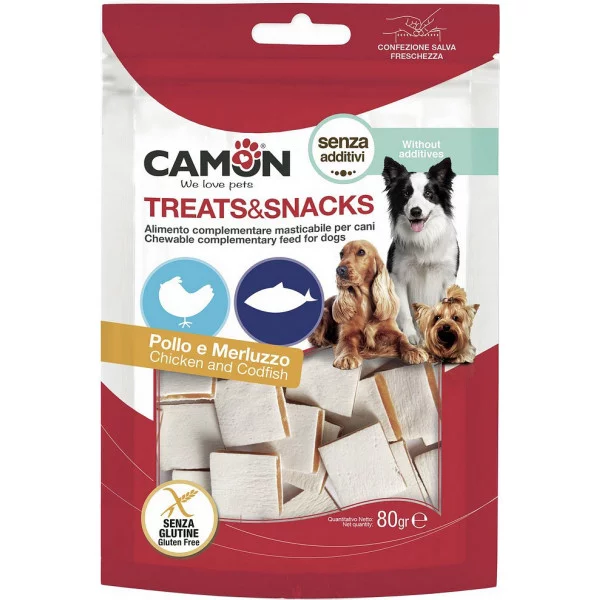 Снек для собак CAMON квадратний сендвіч з куркою і тріскою