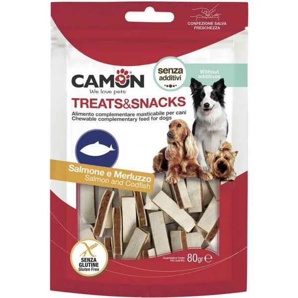 Снек для собак CAMON прямокутний сендвіч з лососем і тріскою