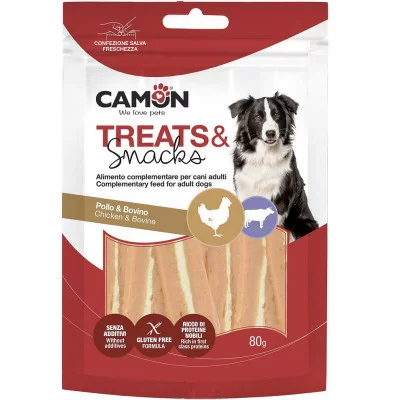 Снек для собак CAMON джеркі з куркою і яловичою шкірою