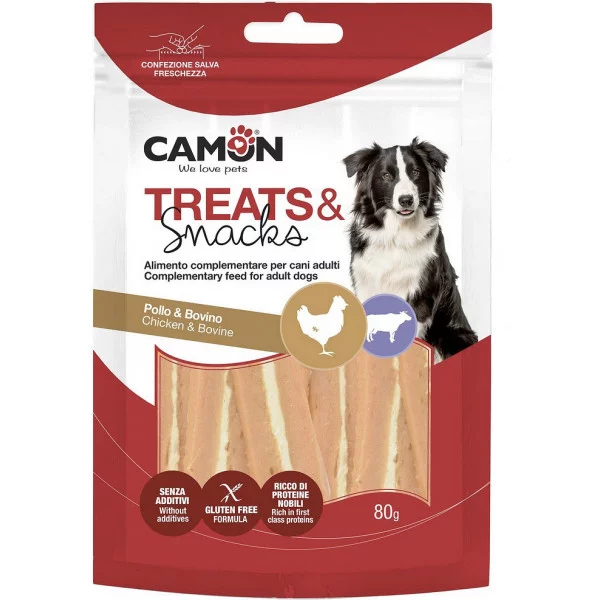 Снек для собак CAMON джеркі з куркою і яловичою шкірою