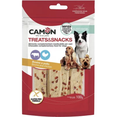 Снек для собак CAMON джеркі з яловичої шкіри і шматочками ку..