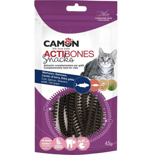 Снек для котів CAMON ACTIBONES з тріскою, лососем, пивними дріжджами і котячою м’ятою