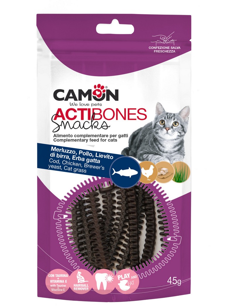 картинка Снек для котів CAMON ACTIBONES з тріскою, куркою, пивними дріжджами і котячою м’ятою