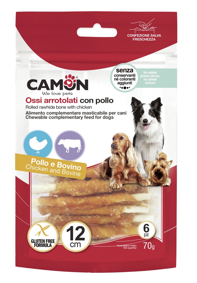 картинка Снек для собак CAMON палички з яловичої шкіри обмотані куркою
