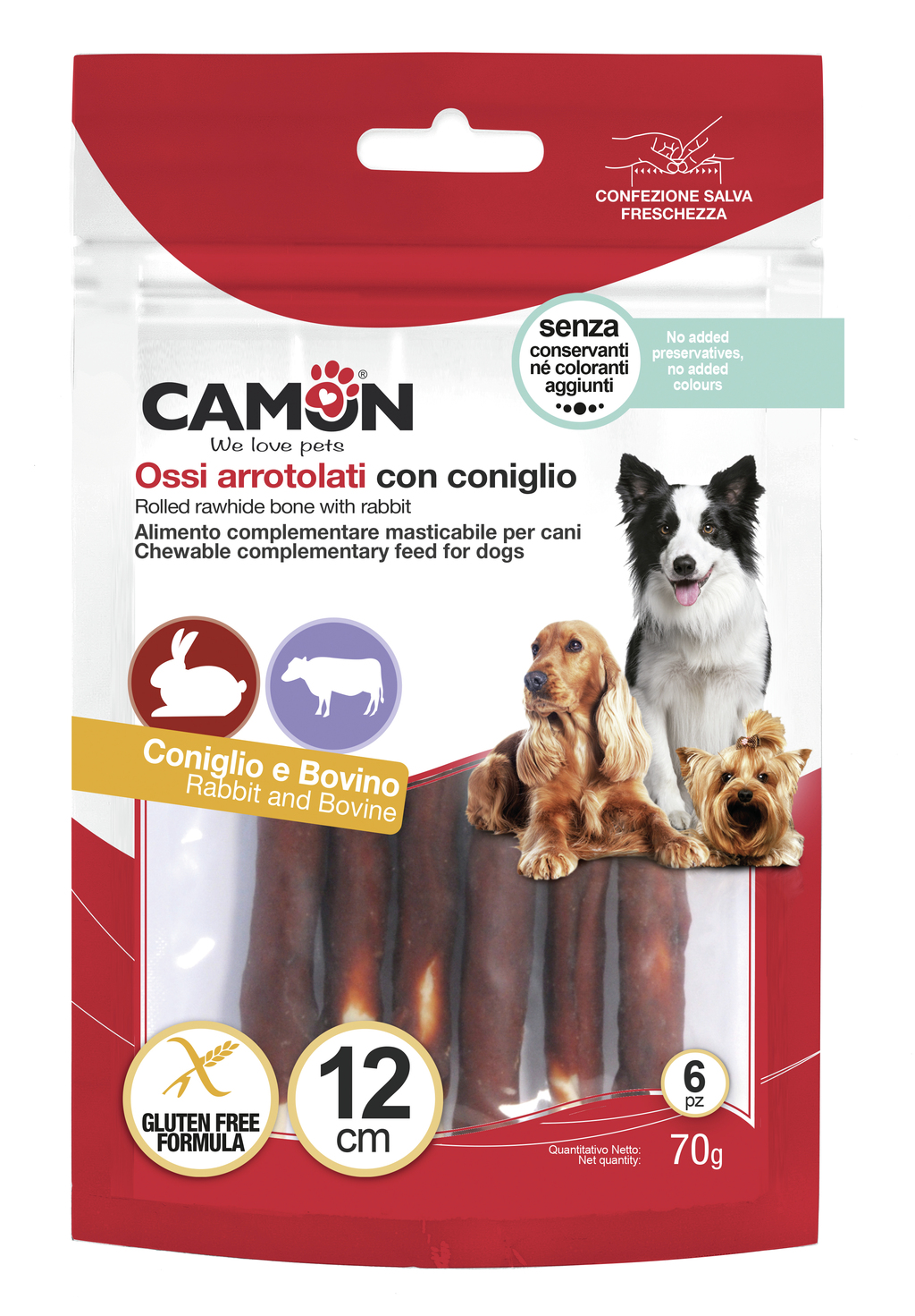 картинка Снек для собак CAMON палички з яловичої шкіри обмотані кроликом