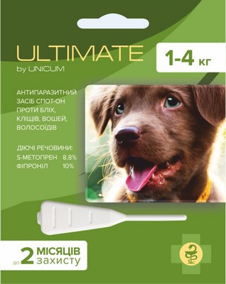 картинка Краплі від бліх, кліщів, вошей і волосоїдів ULTIMATE для собак (s-метопрен, фіпр)