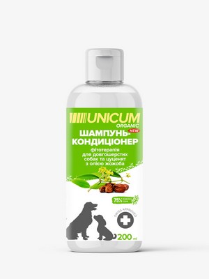 картинка Шампунь-кондиціонер UNICUM ORGANIC для довгошерстих собак з маслом жожоба