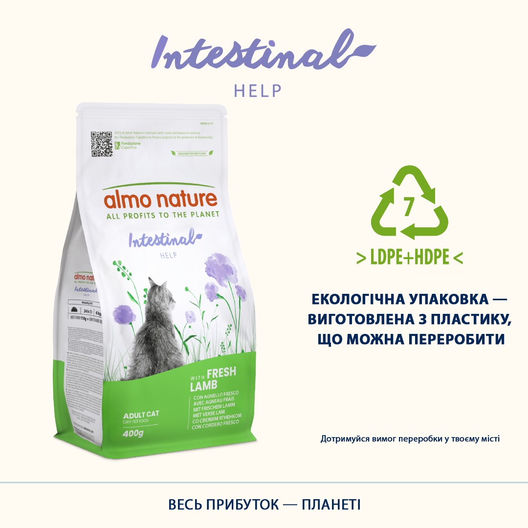 картинка Almo Nature Holistic Cat для дорослих котів з чутливим травленням зі свіжим ягням